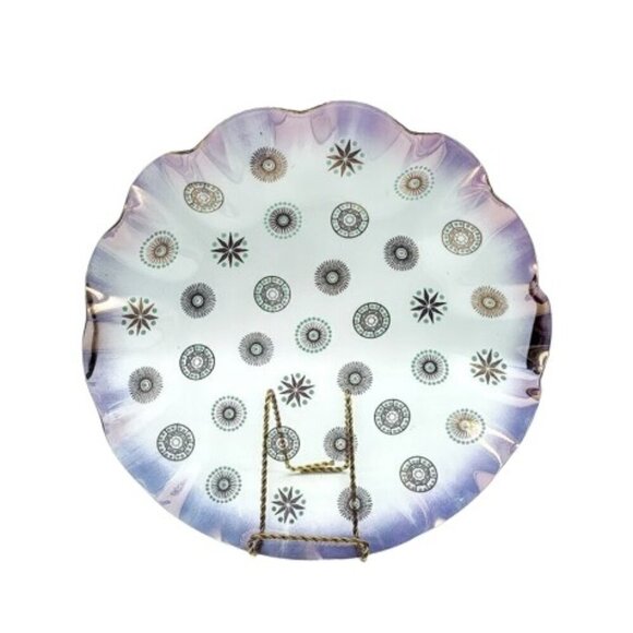 Vintage Dorothy Thorpe Atomic Starburst Glama Glass Ruffle Rim Bowl - Picture 2 of 4